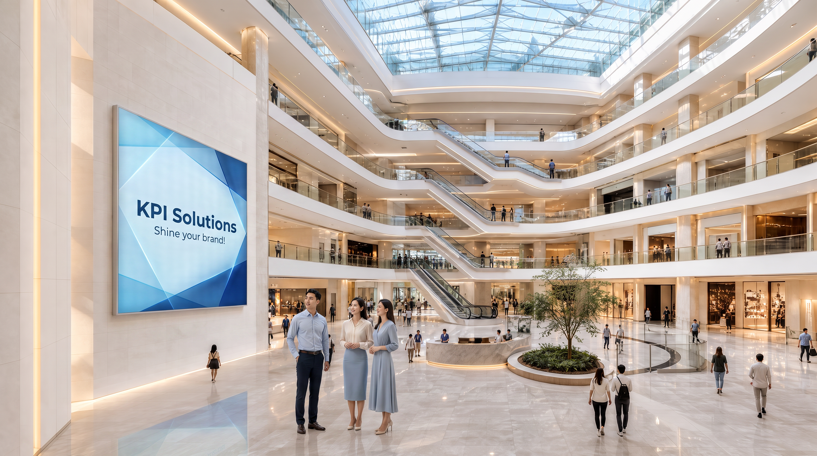 KPI Mall 現代商場中庭，展示完整多層商場空間與扶手電梯
